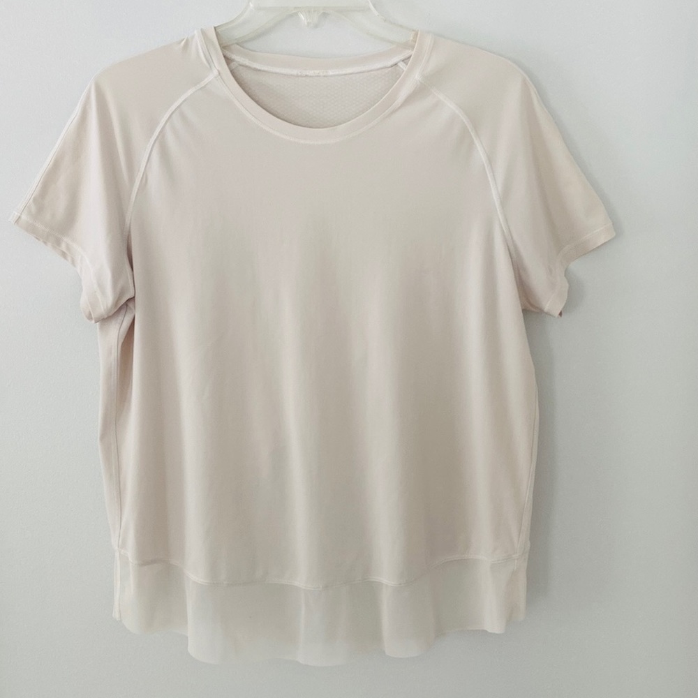 Lululemon Quick Pace Short Sleeve Top Mesh Size 8 White Gray - Picture 4 of 7